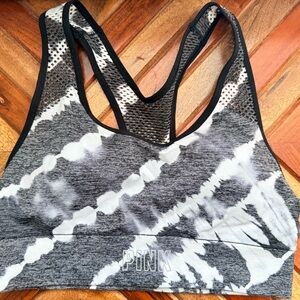 PINK Victoria's Secret Women's Black and White Sports Bra Small
